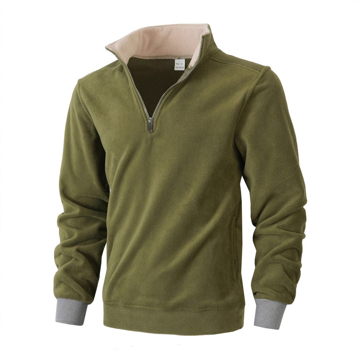 Men's fleece pullover with stand-up collar and zipper Lisslune