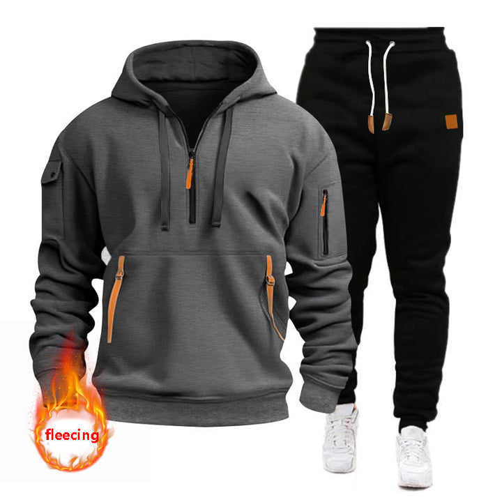 Men's Sports Hoodie Set with Functional Pockets and Breathable Properties Lisslune