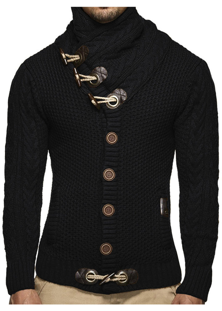 Men's cardigan with asymmetrical collar and unique button design Lisslune