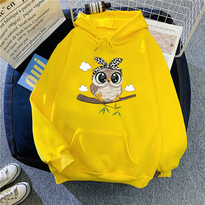 Women's hooded sweatshirt with cute owl motif Lisslune