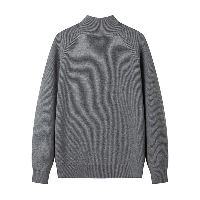 Men's Elegant Pullover with Stand-Up Collar and Zipper Lisslune