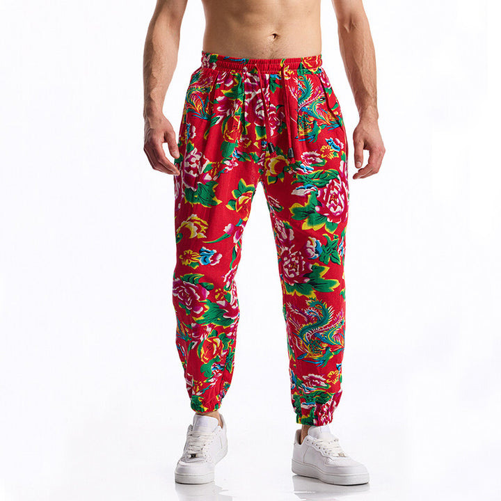 Men's leisure pants with floral design Lisslune
