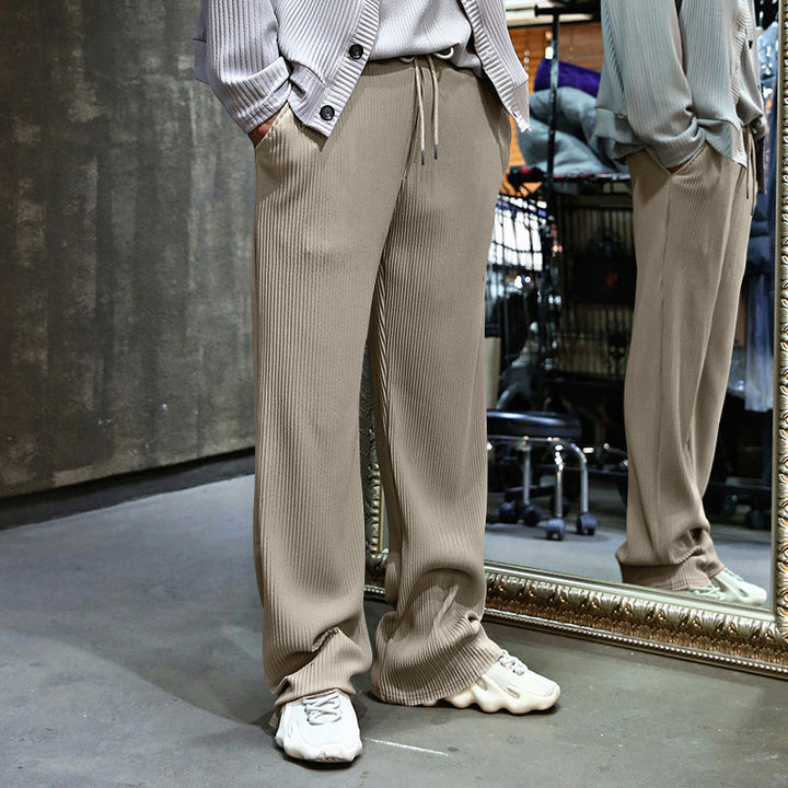 Men's sporty ribbed training pants with adjustable waistband and side pockets Lisslune