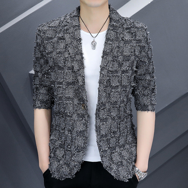 Men's stylish checked blazer made from textured fabric Lisslune