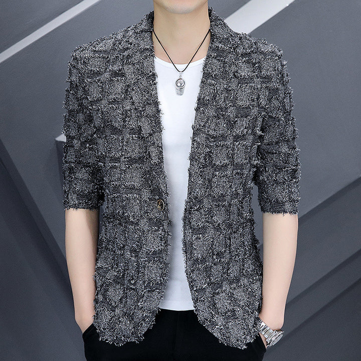 Men's stylish checked blazer made from textured fabric Lisslune