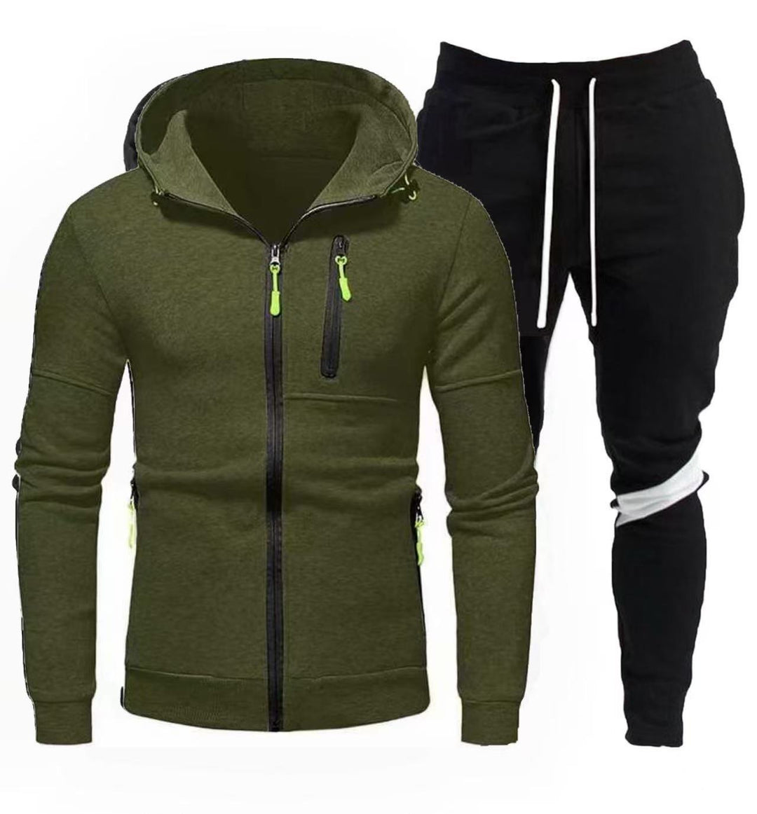 Men's sporty hooded jacket with practical zipper and jogger pants Lisslune