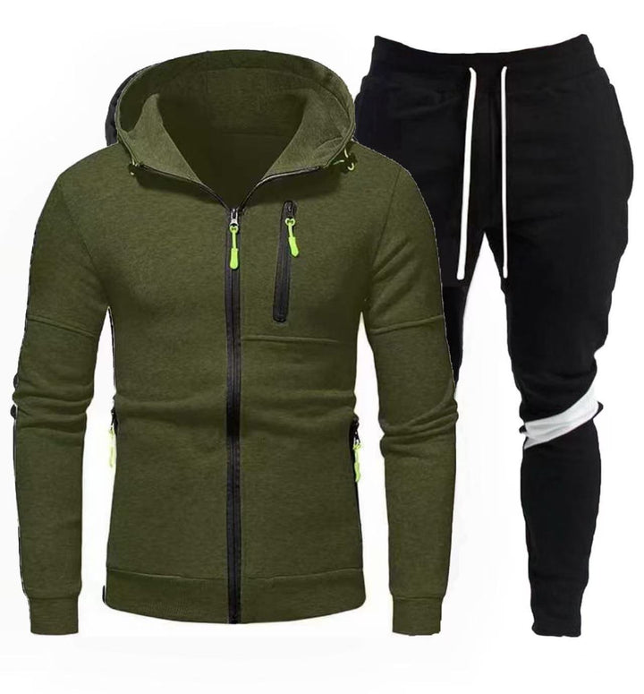 Men's sporty hooded jacket with practical zipper and jogger pants Lisslune