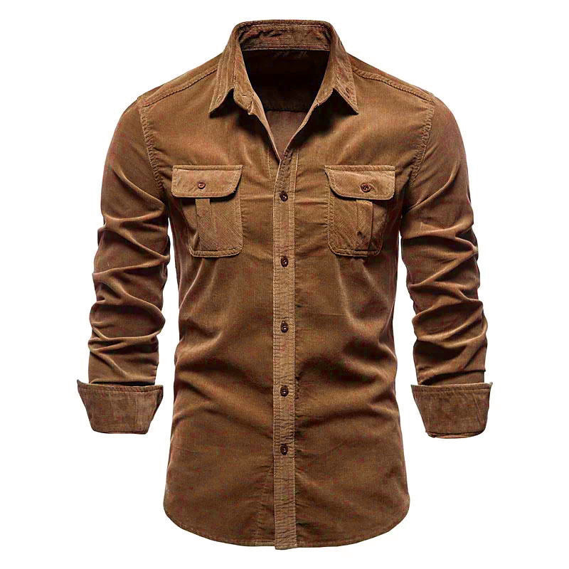 Men's long-sleeve shirt with practical chest pockets and fashionable slim-fit cut Lisslune