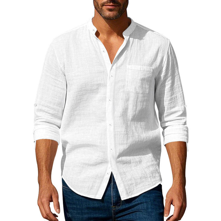 Men's casual long-sleeve shirt made of breathable linen Lisslune