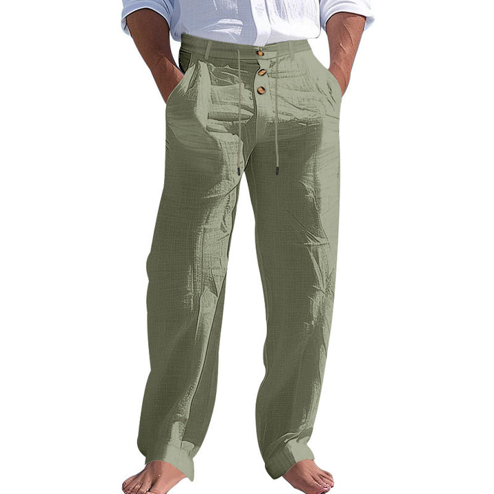 Men's comfortable beach pants with elastic waistband and button closure Lisslune