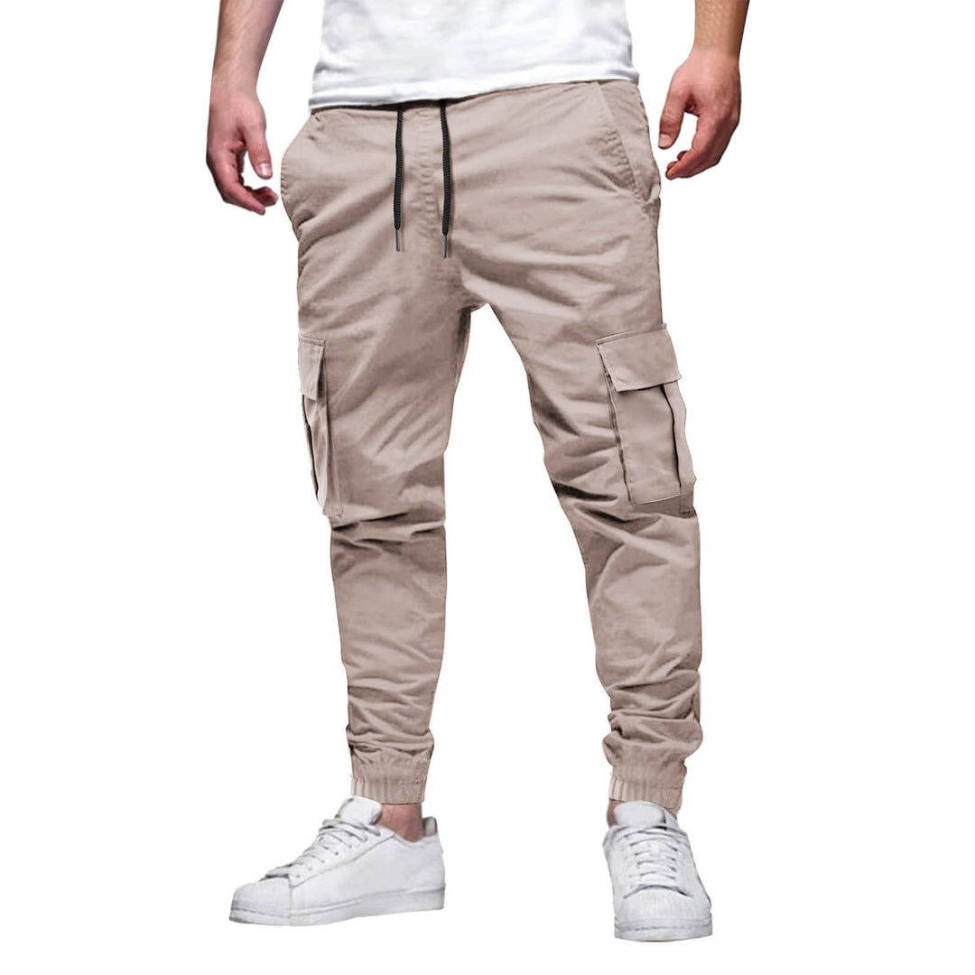 Men's Casual Cargo Pants with Elastic Waistband and Practical Pockets Lisslune