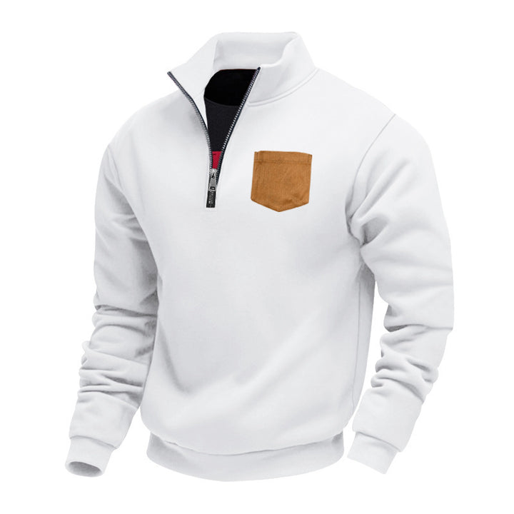 Men's fleece pullover with contrasting zipper and practical chest pocket Lisslune