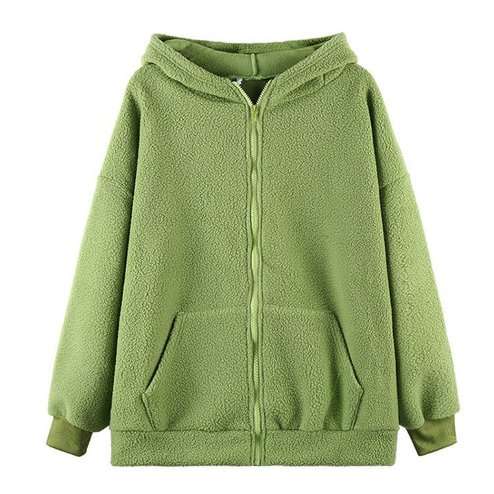 Women's cozy fleece jacket with ears and practical side pockets Lisslune