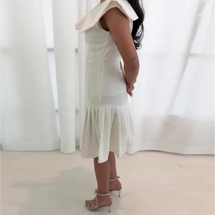 Women's wrap dress with pleated hem and elegant collar details Lisslune