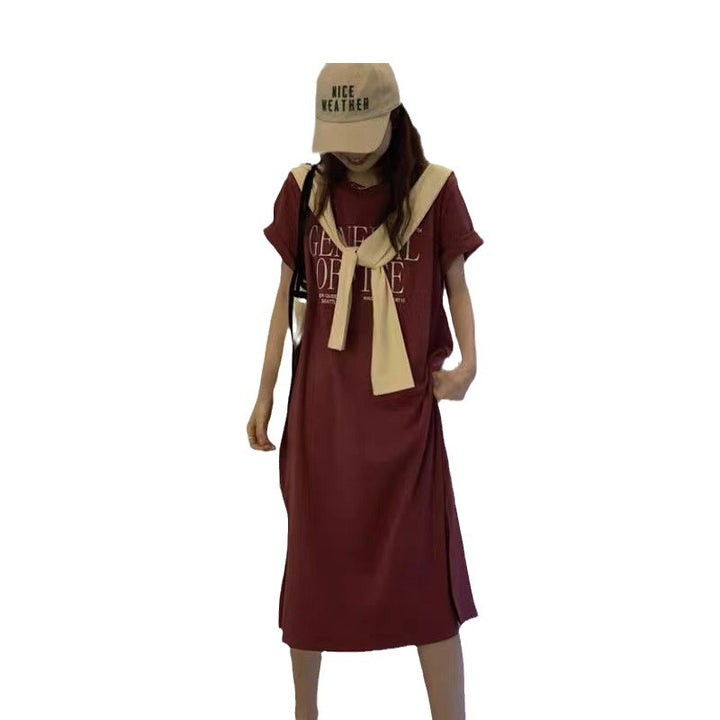 Women's Casual T-Shirt Dress with Creative Slogan Lisslune