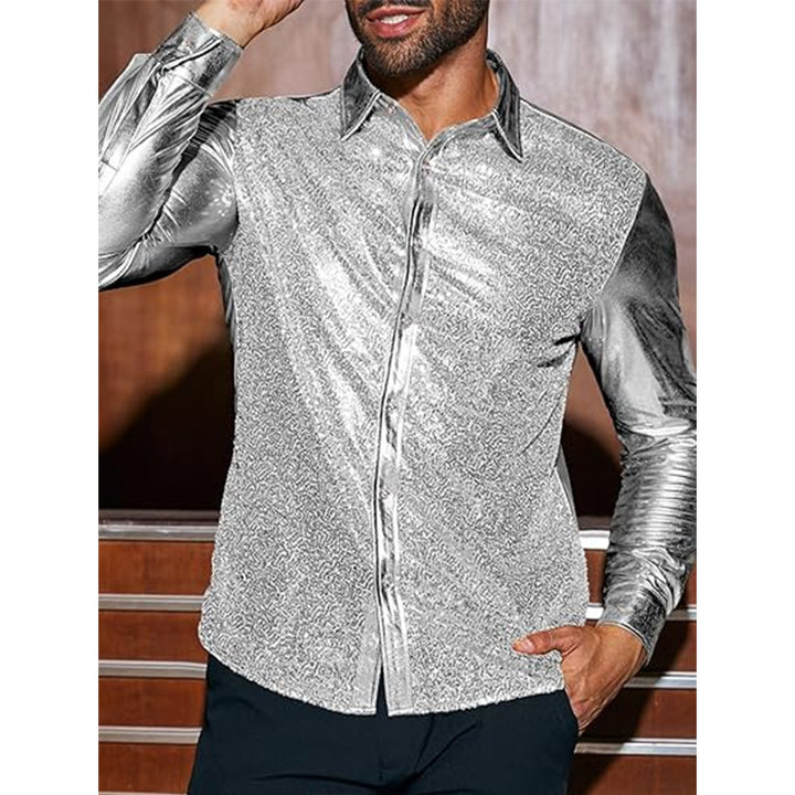 Men's elegant sequined shirt with luxurious flock pattern Lisslune