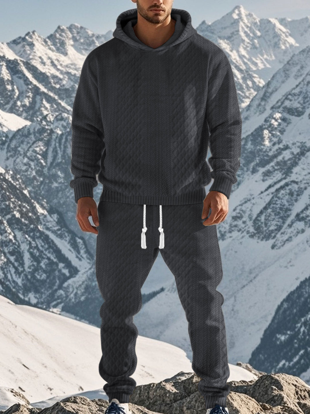 Men's sporty hoodie and jogging pants set with textured design Lisslune