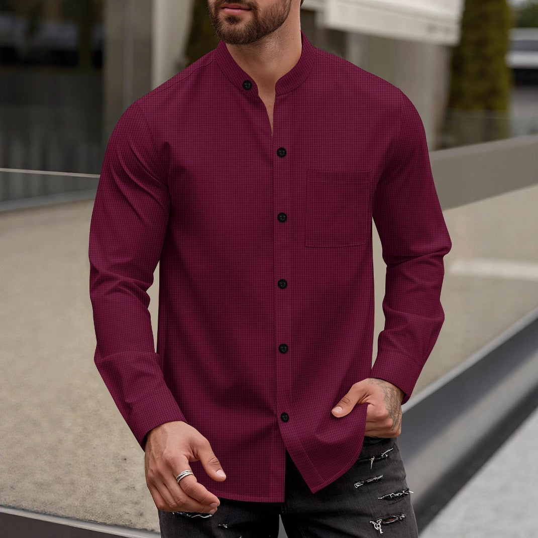 Men's modern long-sleeve shirt with textured design and practical chest pocket Lisslune