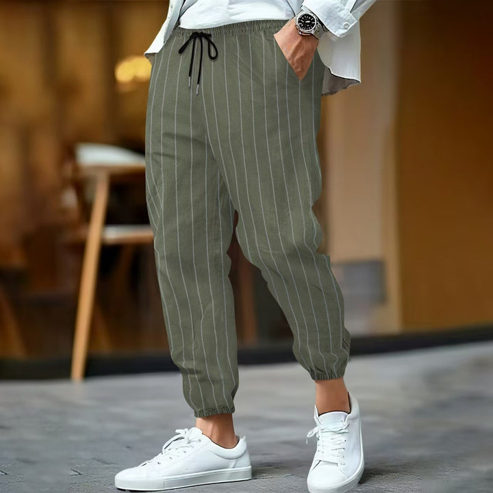 Men's stylish leisure pants with elegant striped pattern Lisslune
