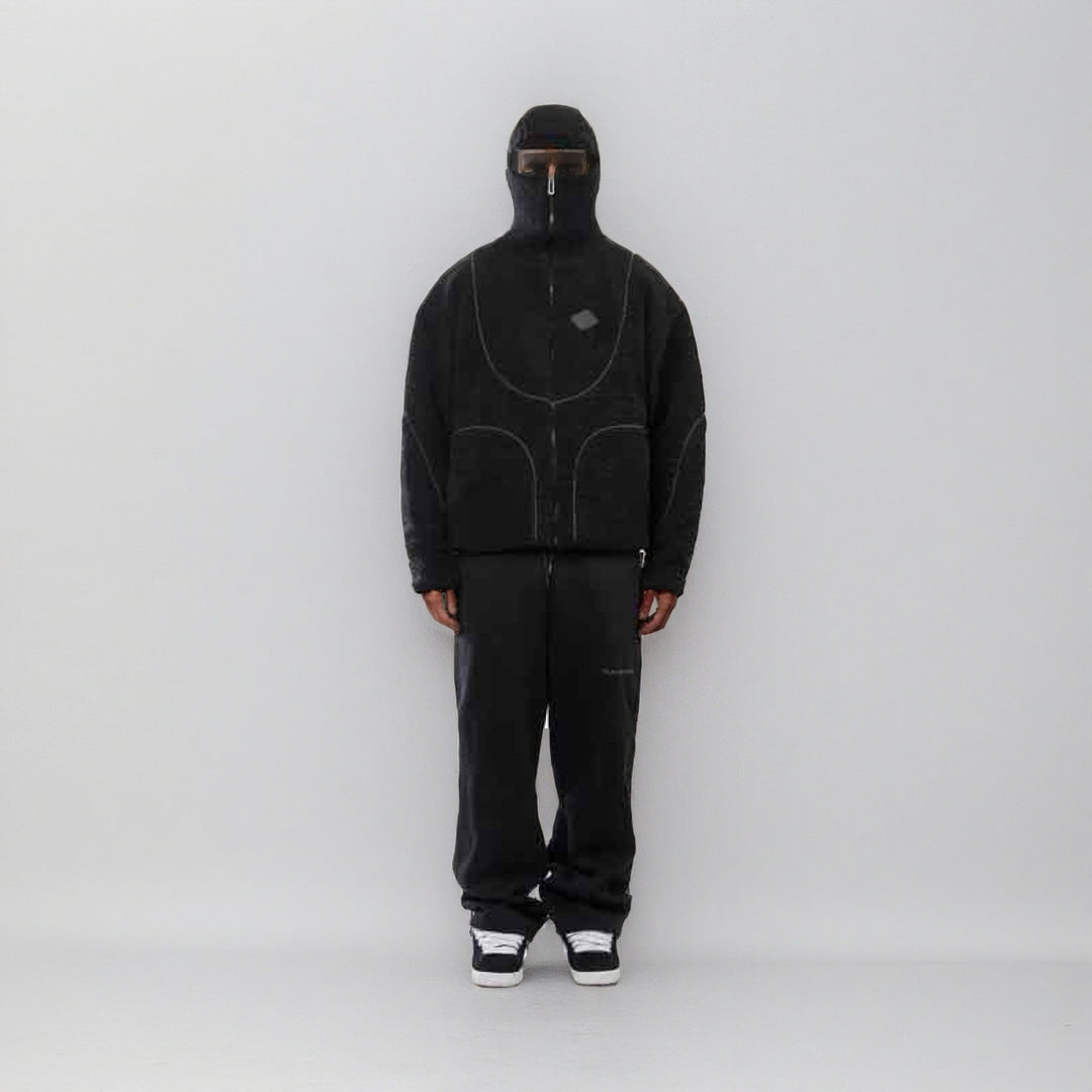 Men's Cozy Teddy Jacket with Contrast Seams Lisslune