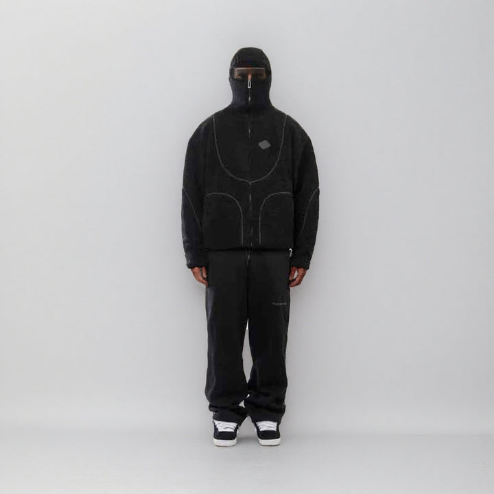 Men's Cozy Teddy Jacket with Contrast Seams Lisslune