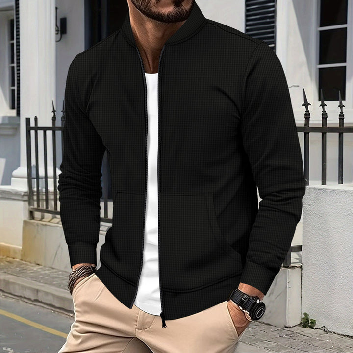Men's sporty sweat jacket with modern textured design and practical pockets Lisslune