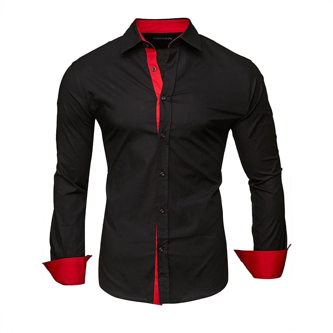 Men's long-sleeve shirt with elegant contrast finishing and modern slim-fit cut Lisslune