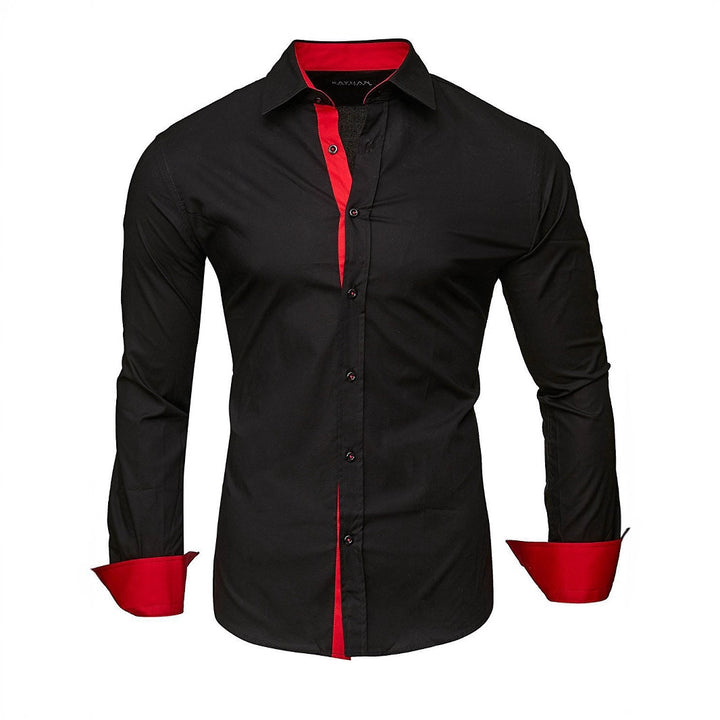 Men's long-sleeve shirt with elegant contrast finishing and modern slim-fit cut Lisslune