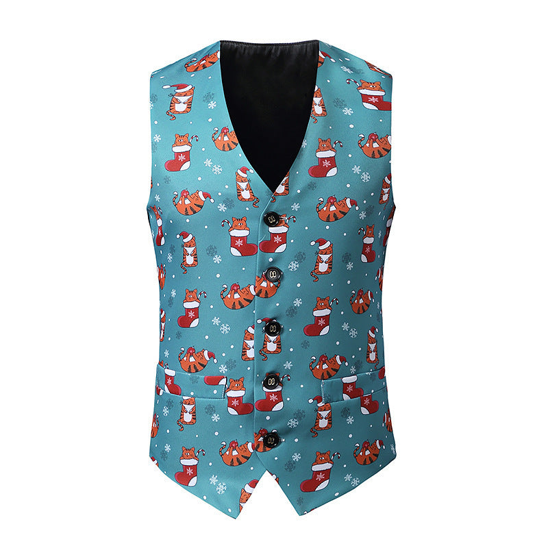 Men's festive waistcoat with vibrant Christmas design Lisslune
