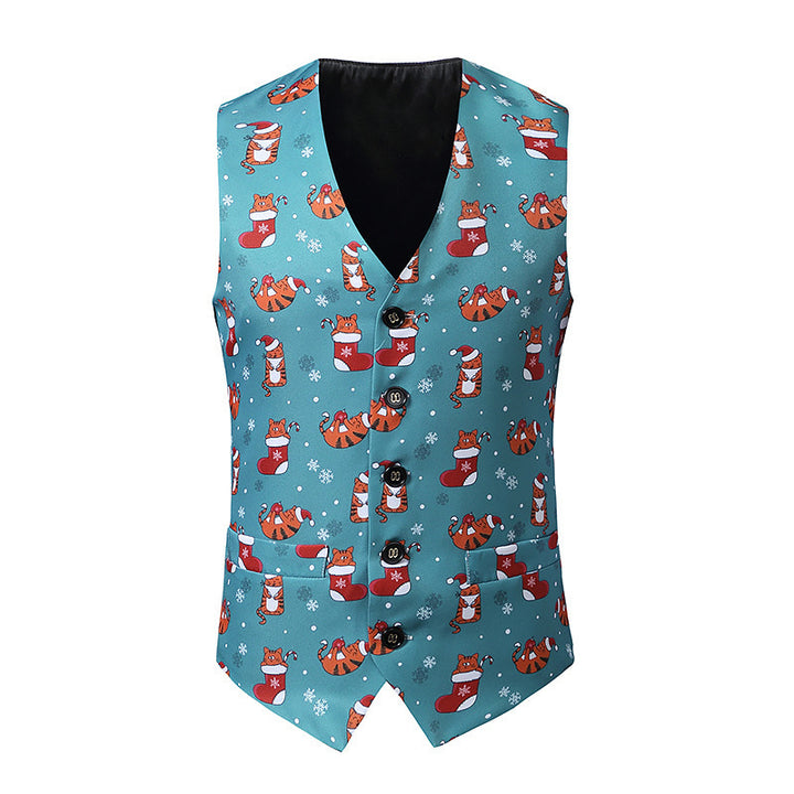 Men's festive waistcoat with vibrant Christmas design Lisslune
