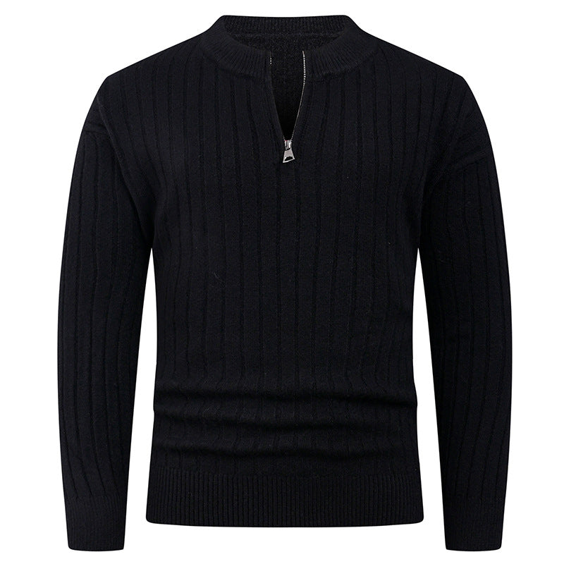 Men's knitted sweater with high collar and modern zipper Lisslune