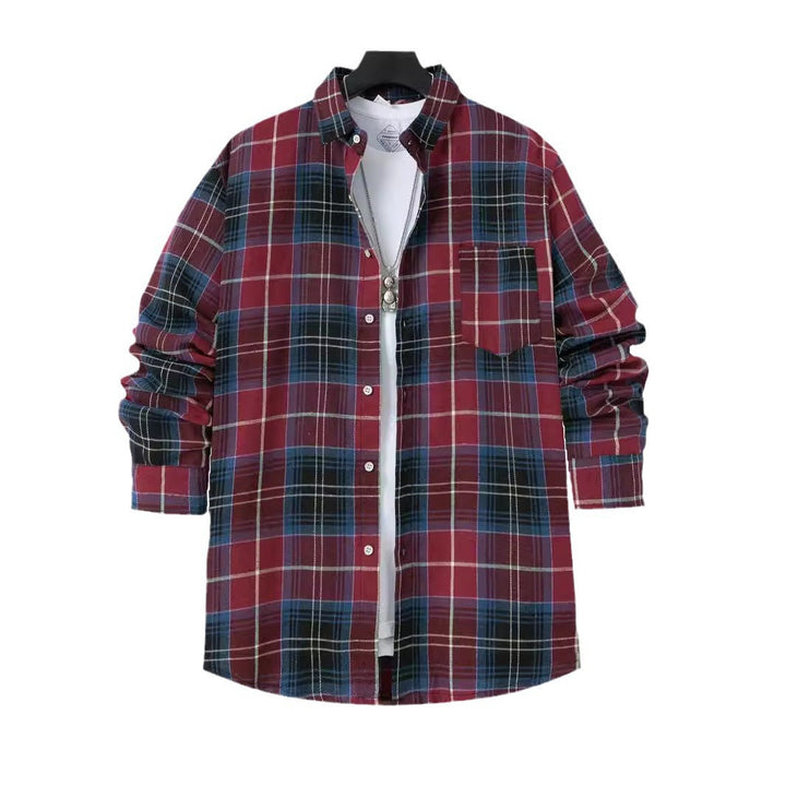 Men's check shirt with modern details and practical chest pocket Lisslune