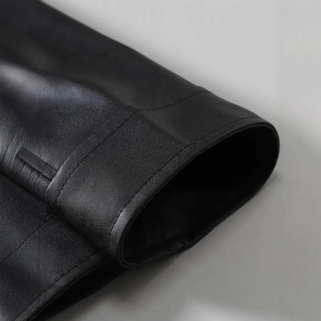 Men's elegant synthetic leather jacket with modern design Lisslune