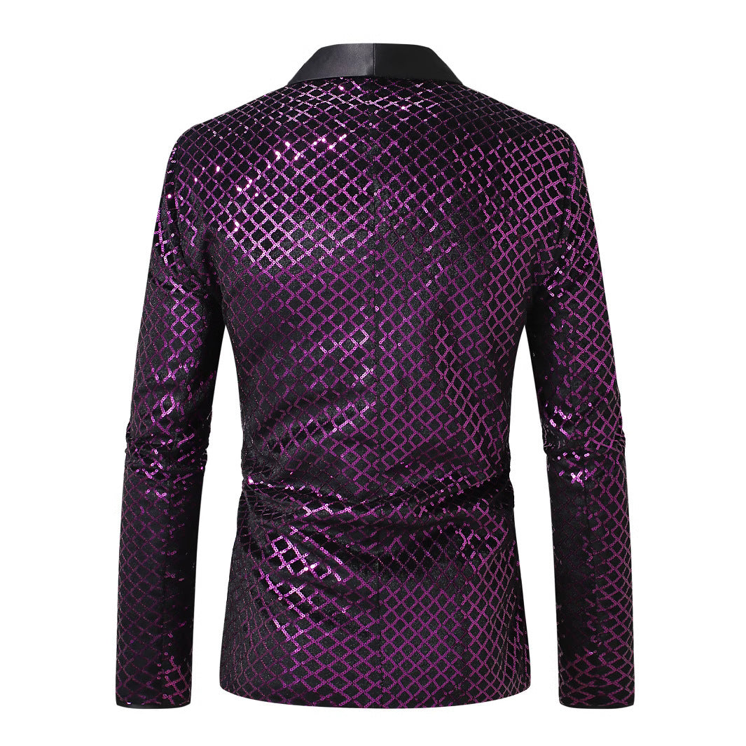 Men's Shimmering Sequin Blazer with Modern Design Lisslune