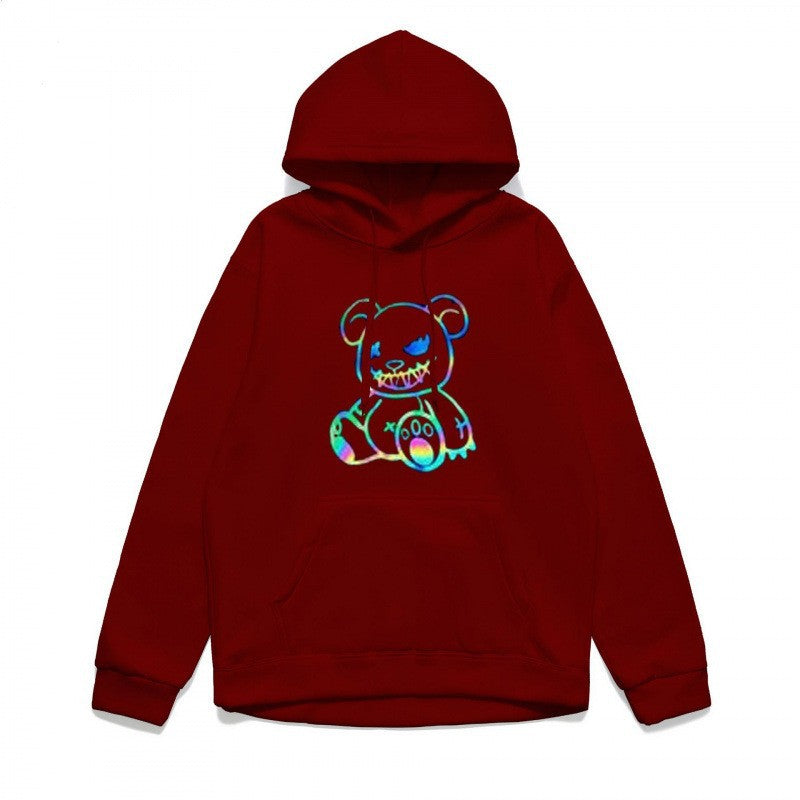 Ladies hoodie sweatshirt with cool bear motif and comfortable fit Lisslune