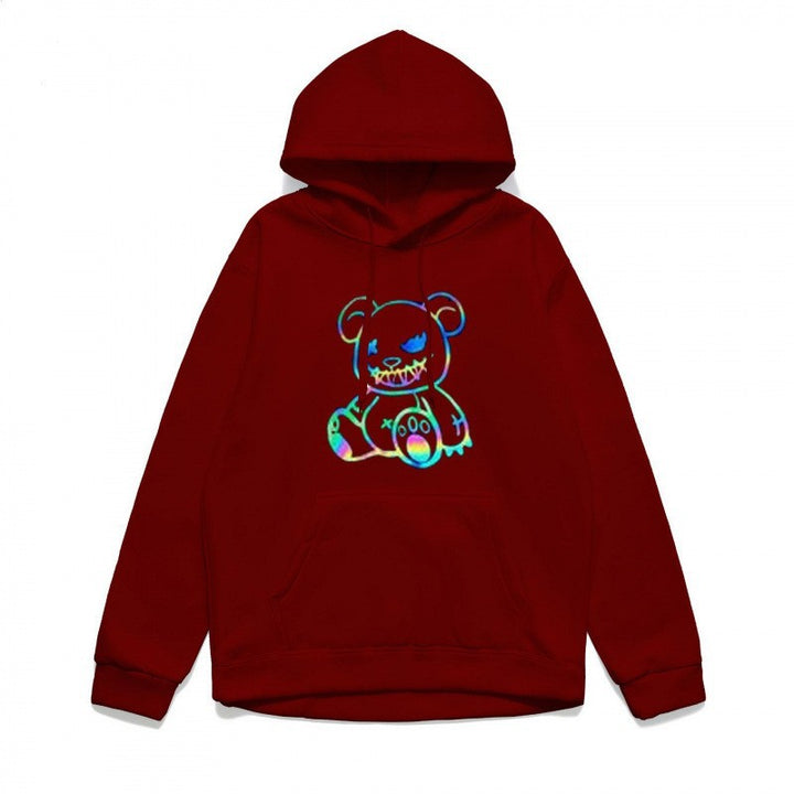 Ladies hoodie sweatshirt with cool bear motif and comfortable fit Lisslune