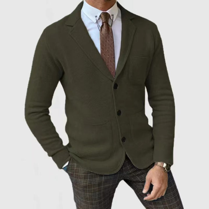 Men's knitted blazer jacket with high pockets and elegant button placket Lisslune