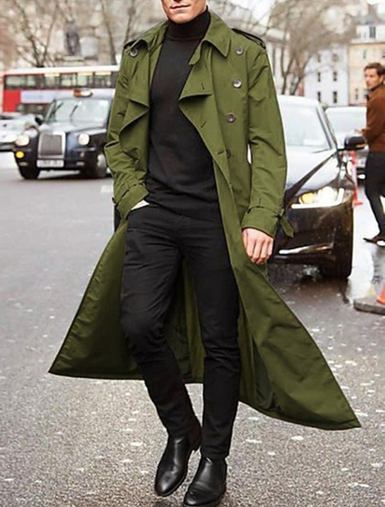 Men's trench coat with double-layed lapels and fashionable button details Lisslune