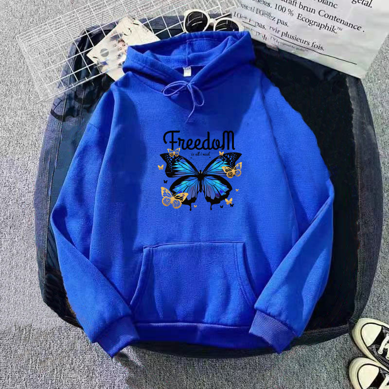 Ladies hooded sweatshirt with artistic butterfly design Lisslune