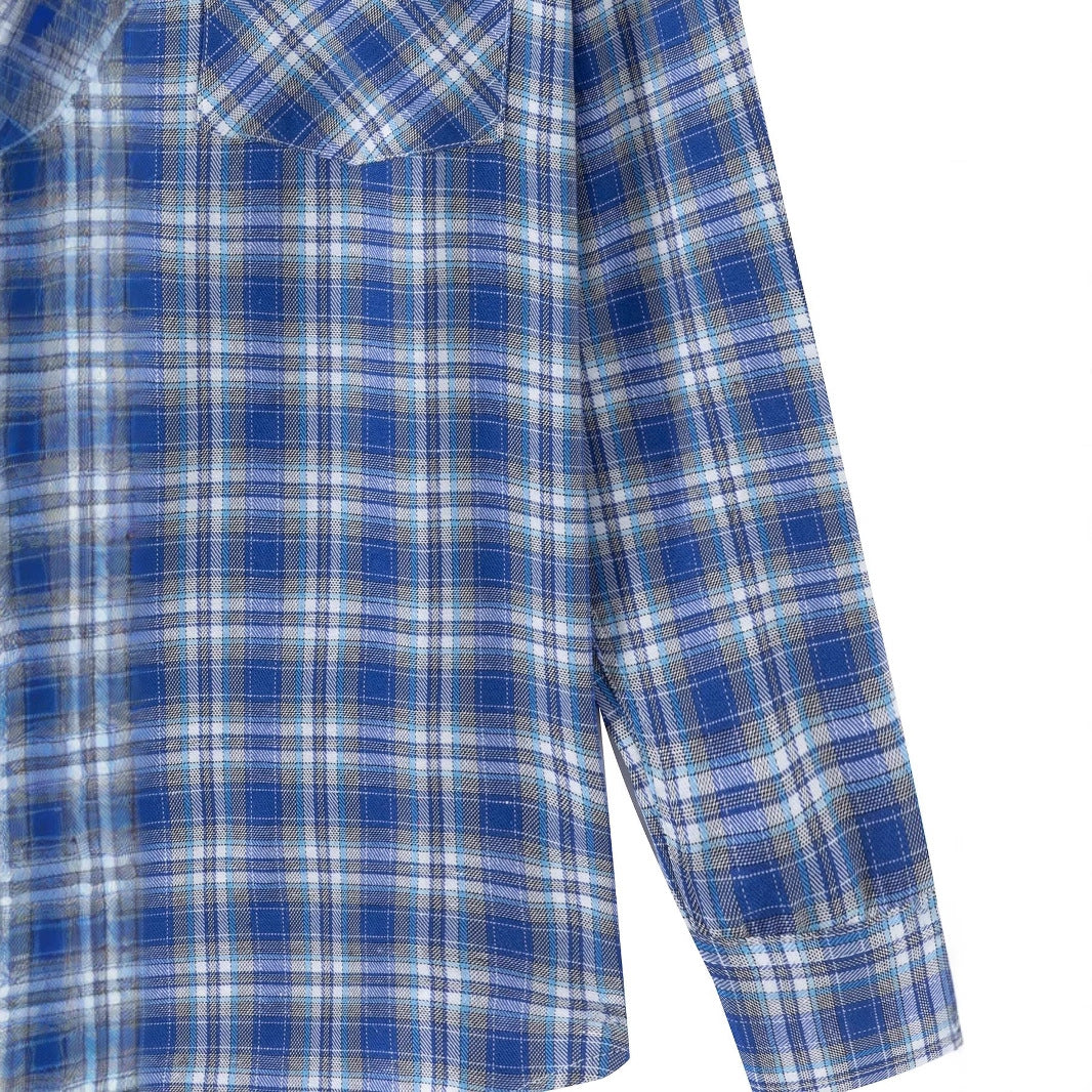 Men's checkered long-sleeve shirt with chest pocket made of comfortable cotton Lisslune