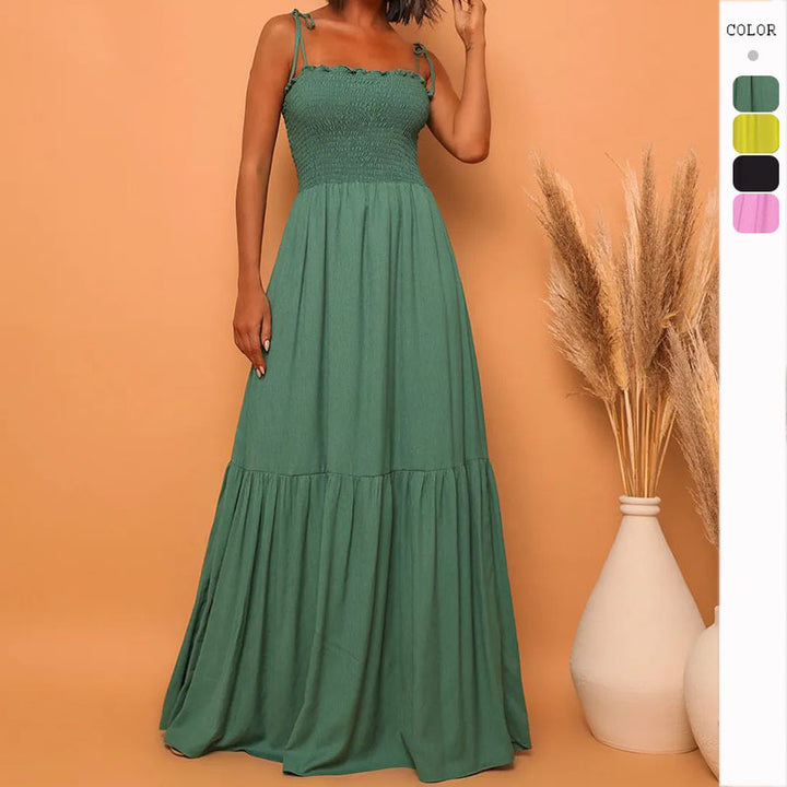 Women's airy maxi dress with spaghetti straps and ruffle details Lisslune
