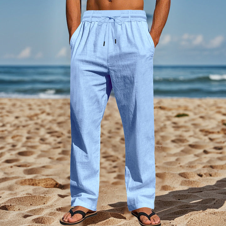 Men's Casual Beach Pants with Elastic Waist and Practical Side Pockets Lisslune