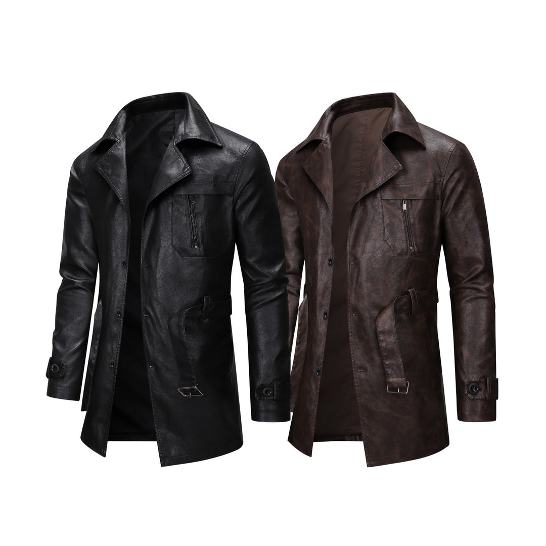 Men's Urban Synthetic Leather Jacket with Fashionable Cut Lisslune