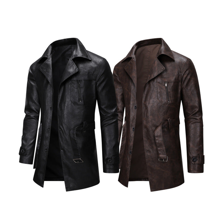 Men's Urban Synthetic Leather Jacket with Fashionable Cut Lisslune