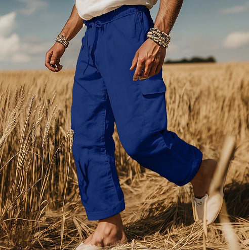 Men's cargo pants with elastic waistband and practical side pockets Lisslune