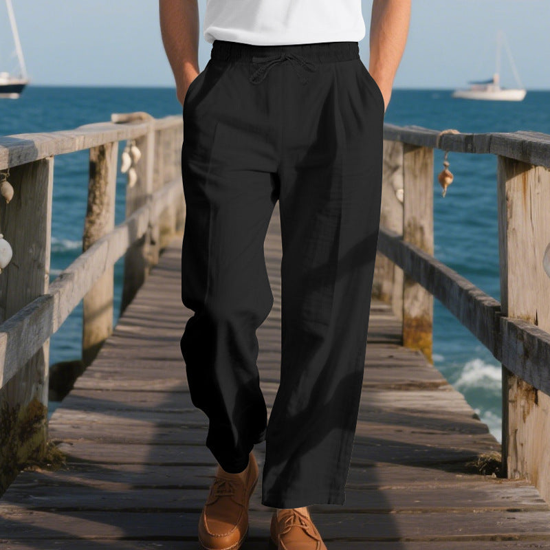 Men's loose beach pants with elastic waistband and practical side pockets Lisslune