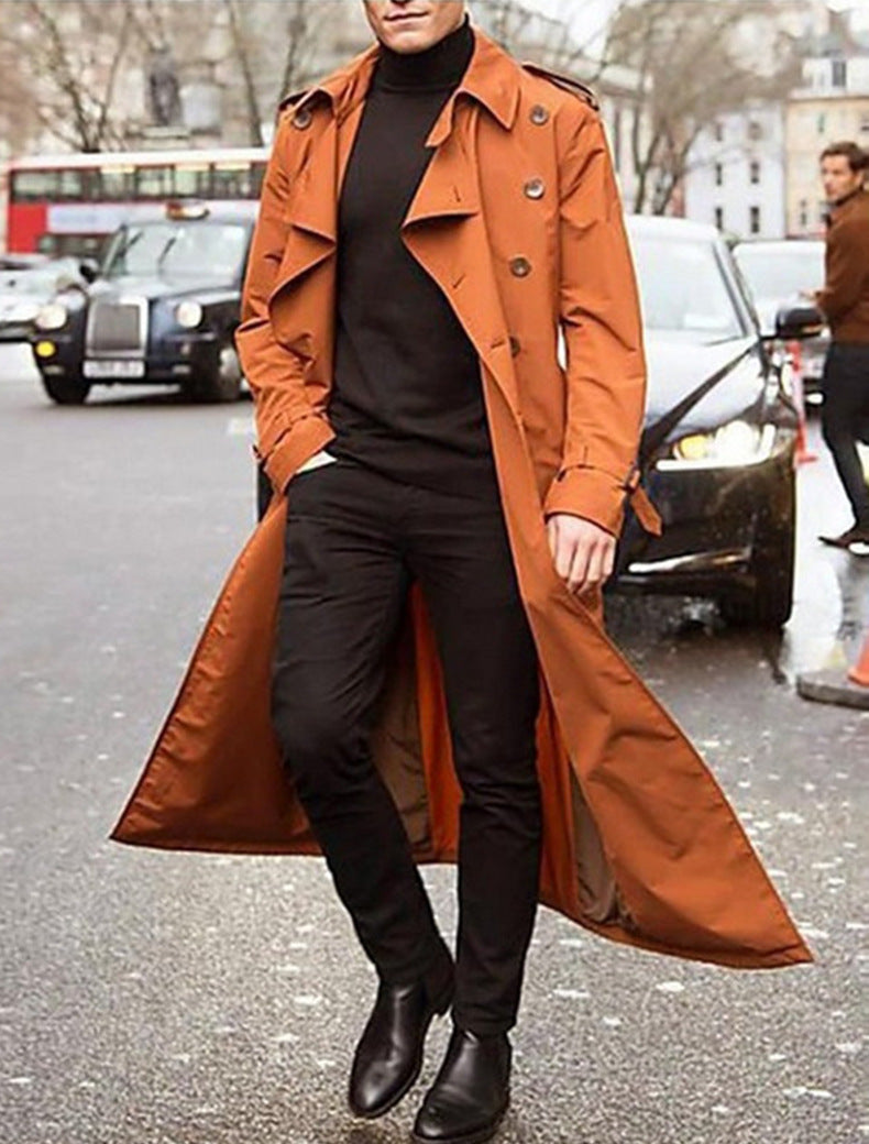 Men's trench coat with double-layed lapels and fashionable button details Lisslune