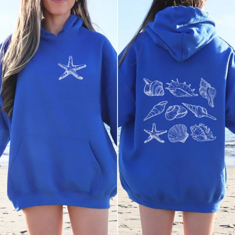 Women Oversized Hoodie with Maritime Shell Design Lisslune