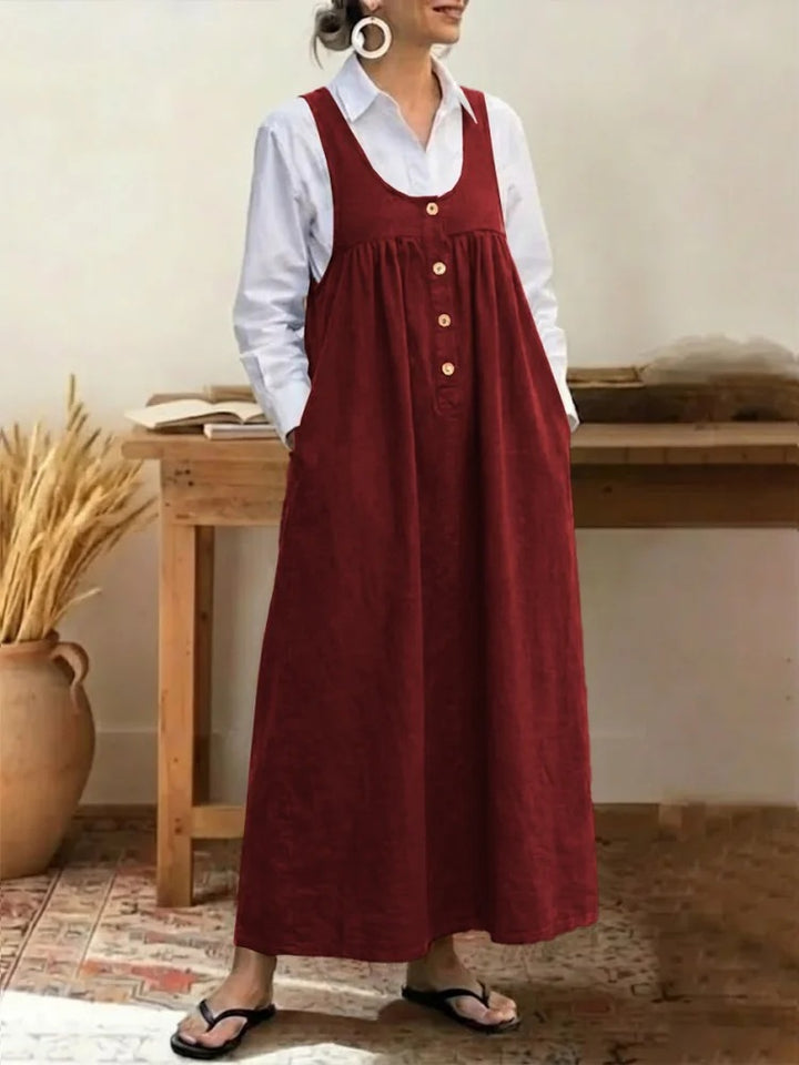 Women's maxi dress with button and pocket details Lisslune