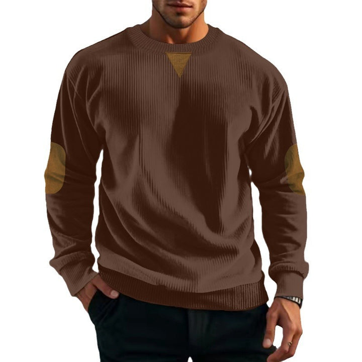 Men's coarse knit pullover with elbow patches and round neckline Lisslune